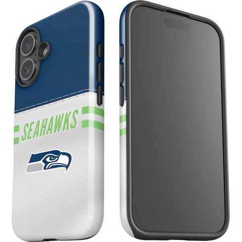NFL Seattle Seahawks White Striped iPhone 16 Plus Impact Case