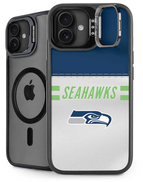 NFL Seattle Seahawks White Striped iPhone 16 Plus Kickstand Case
