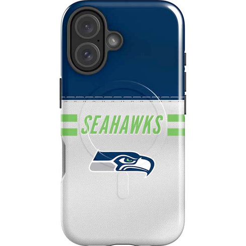 NFL Seattle Seahawks White Striped iPhone 16 Plus Magsafe Impact Case