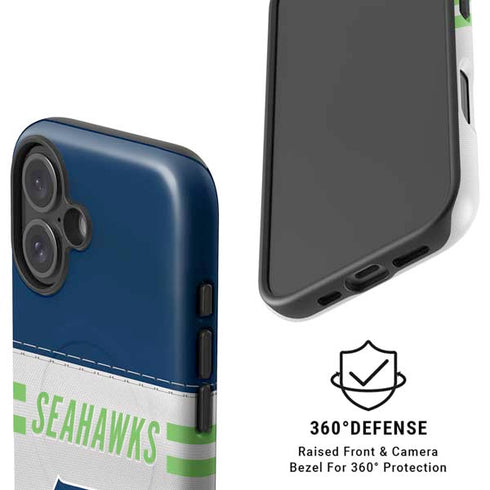 NFL Seattle Seahawks White Striped iPhone 16 Plus Magsafe Impact Case