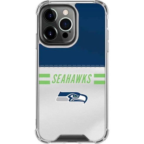 NFL Seattle Seahawks White Striped iPhone 16 Pro Clear Case