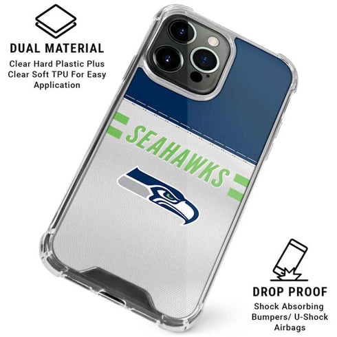 NFL Seattle Seahawks White Striped iPhone 16 Pro Clear Case