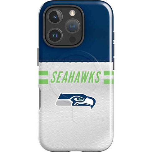 NFL Seattle Seahawks White Striped iPhone 16 Pro Max Magsafe Impact Case