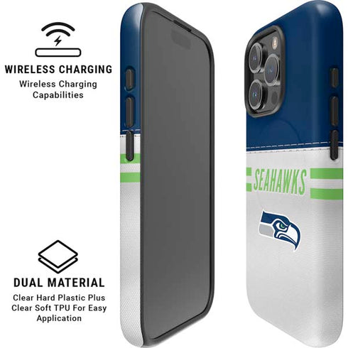 NFL Seattle Seahawks White Striped iPhone 16 Pro Max Magsafe Impact Case