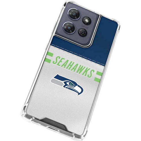 NFL Seattle Seahawks White Striped Moto G 5G (2025) Clear Case