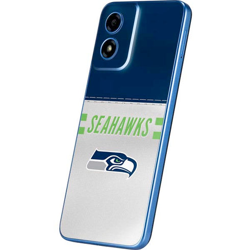 NFL Seattle Seahawks White Striped Moto G Play 4G (2024) Skin