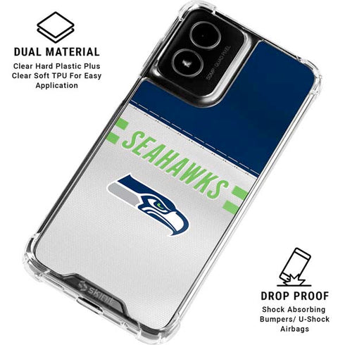 NFL Seattle Seahawks White Striped Moto G Power 5G (2024) Clear Case