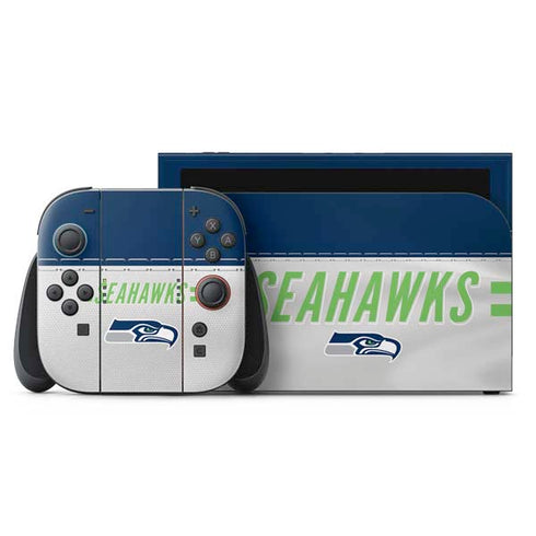 NFL Seattle Seahawks White Striped Nintendo Switch 2 (2025) with Joy-Con Skin