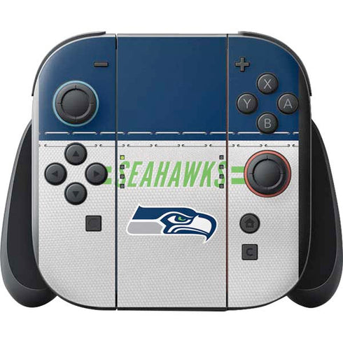 NFL Seattle Seahawks White Striped Nintendo Switch 2 (2025) with Joy-Con Skin