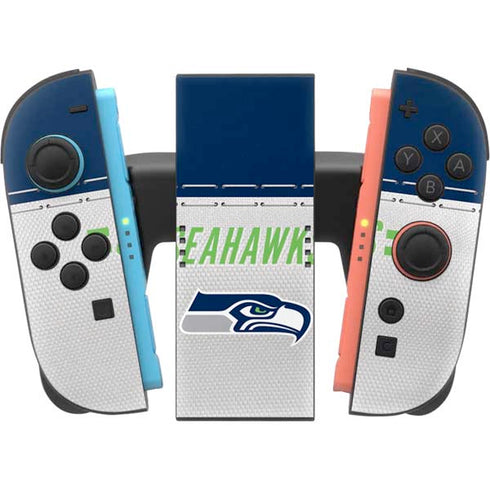 NFL Seattle Seahawks White Striped Nintendo Switch 2 (2025) Joy-Con Controller Skin