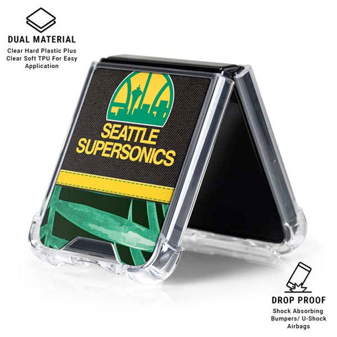 NBA Seattle SuperSonics Retro Palms Galaxy Z Flip6 Clear Case