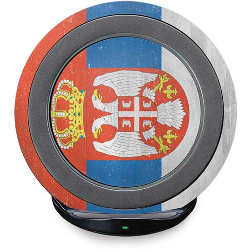 Serbia Flag Distressed Fast Charge Wireless Charging Stand Skin