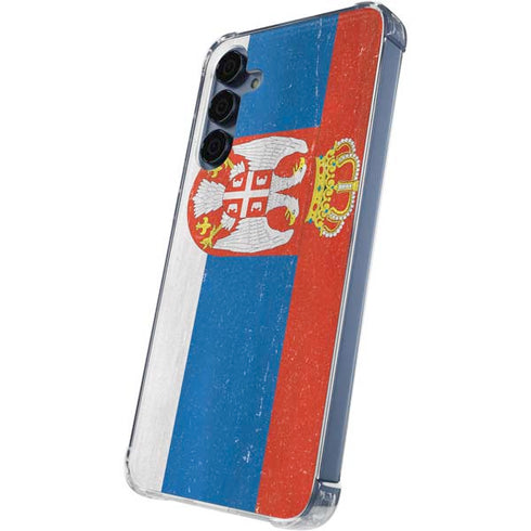 Serbia Flag Distressed Galaxy A55 5G Clear Case