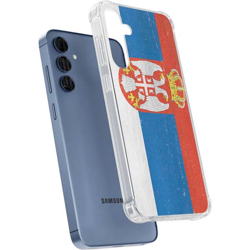 Serbia Flag Distressed Galaxy A55 5G Clear Case