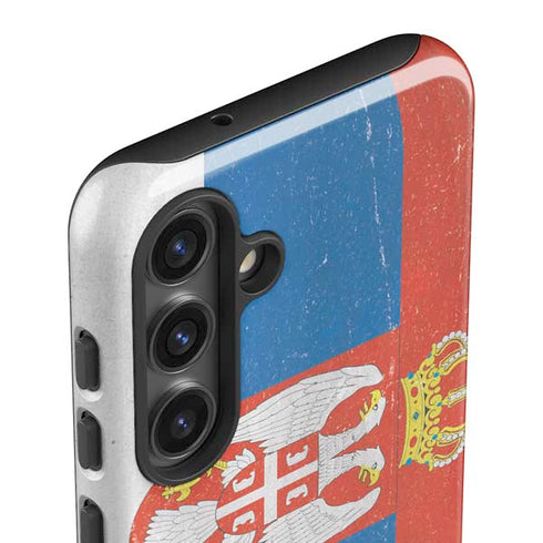 Serbia Flag Distressed Galaxy S25 Plus Impact Case