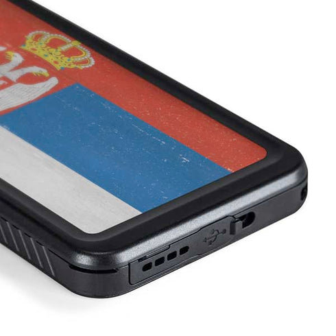 Serbia Flag Distressed Galaxy S24 Plus Waterproof Case