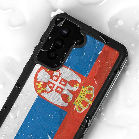 Serbia Flag Distressed Galaxy S24 Plus Waterproof Case