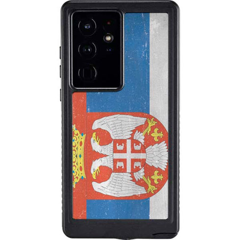 Serbia Flag Distressed Galaxy S24 Ultra Waterproof Case