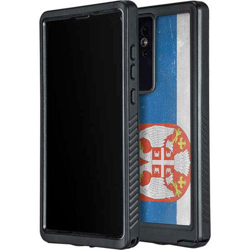 Serbia Flag Distressed Galaxy S24 Ultra Waterproof Case