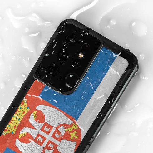 Serbia Flag Distressed Galaxy S24 Ultra Waterproof Case