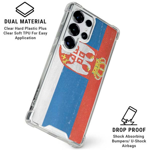Serbia Flag Distressed Galaxy S25 Ultra Clear Case