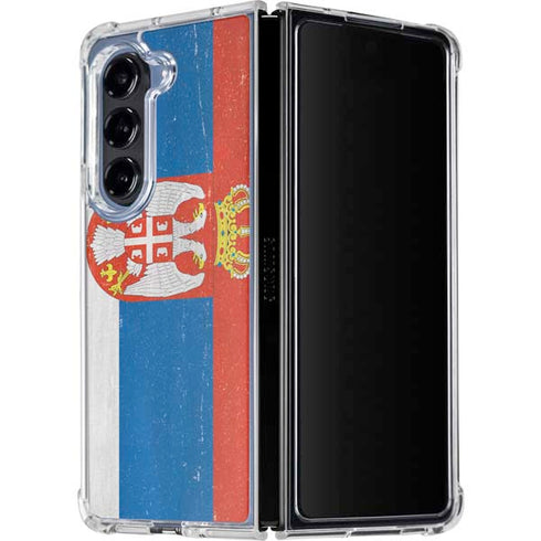 Serbia Flag Distressed Galaxy Z Fold5 5G Clear Case