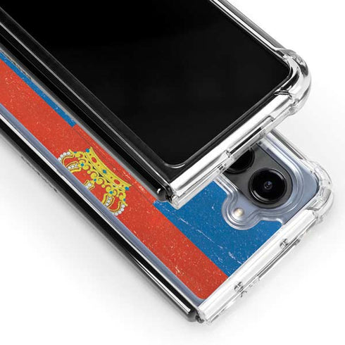 Serbia Flag Distressed Galaxy Z Fold5 5G Clear Case