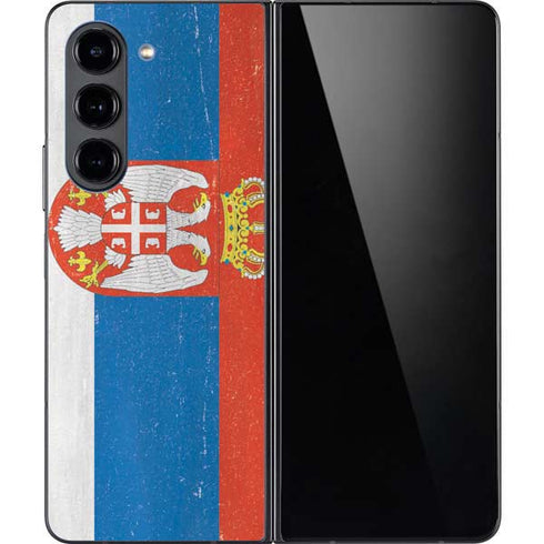 Serbia Flag Distressed Galaxy Z Fold5 5G Skin