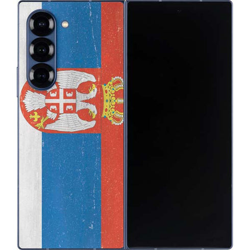 Serbia Flag Distressed Galaxy Z Fold6 Skin