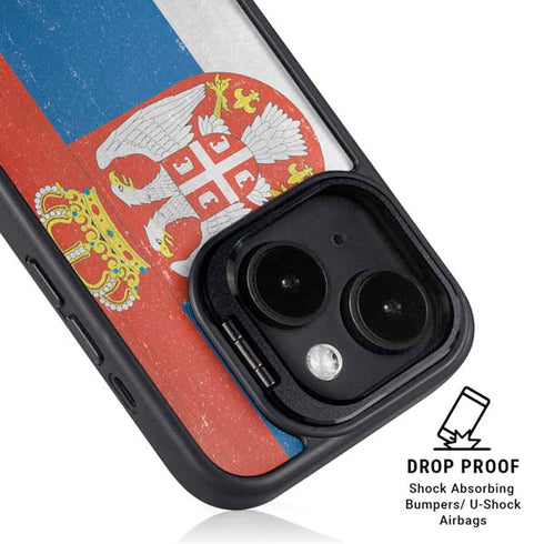 Serbia Flag Distressed iPhone 14 Plus Kickstand Case