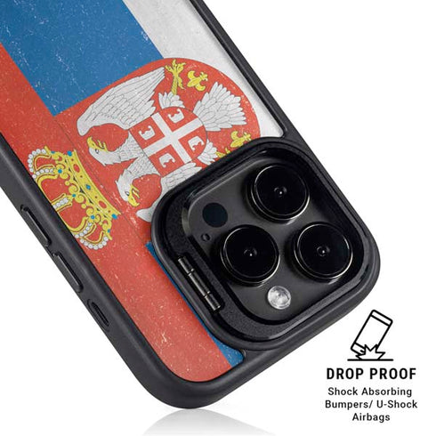 Serbia Flag Distressed iPhone 14 Pro Max Kickstand Case
