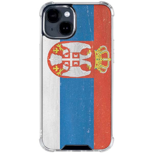Serbia Flag Distressed iPhone 15 Clear Case