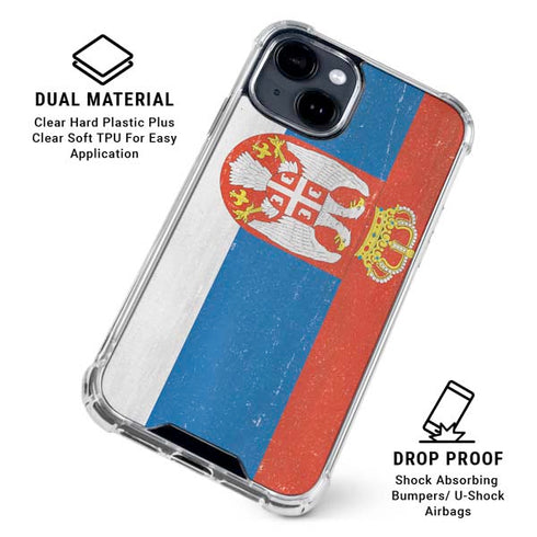 Serbia Flag Distressed iPhone 15 Clear Case