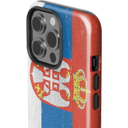 Serbia Flag Distressed iPhone 15 Pro Impact Case