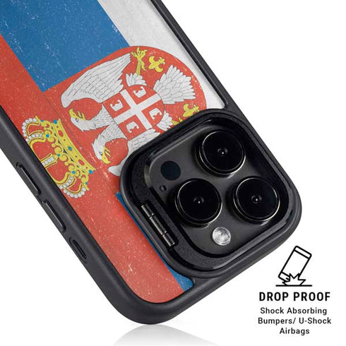 Serbia Flag Distressed iPhone 15 Pro Kickstand Case