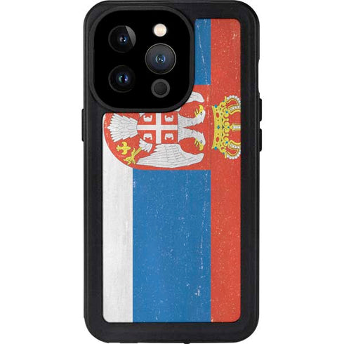 Serbia Flag Distressed iPhone 15 Pro Waterproof Case