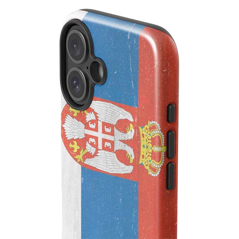 Serbia Flag Distressed iPhone 16 Impact Case