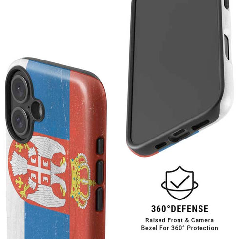 Serbia Flag Distressed iPhone 16 Magsafe Impact Case