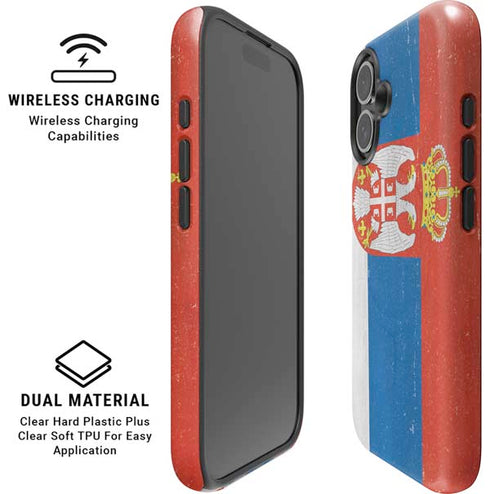 Serbia Flag Distressed iPhone 16 Magsafe Impact Case