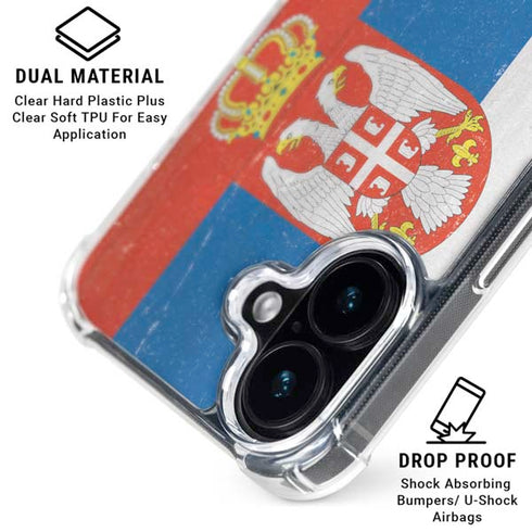 Serbia Flag Distressed iPhone 16 Plus MagSafe Case