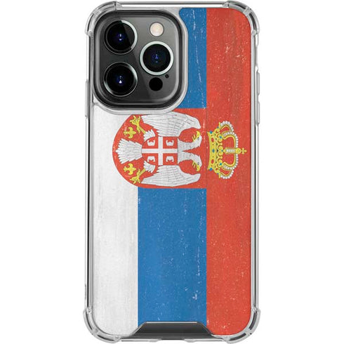 Serbia Flag Distressed iPhone 16 Pro Clear Case