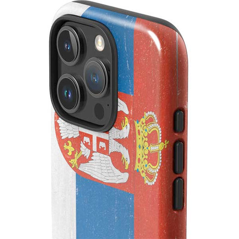 Serbia Flag Distressed iPhone 16 Pro Impact Case