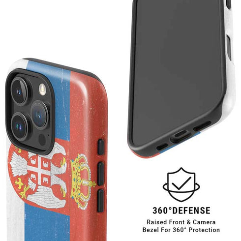 Serbia Flag Distressed iPhone 16 Pro Magsafe Impact Case
