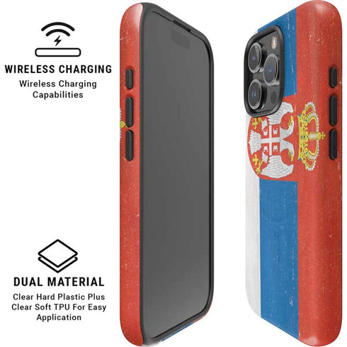 Serbia Flag Distressed iPhone 16 Pro Magsafe Impact Case