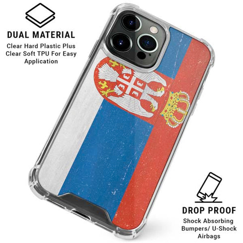 Serbia Flag Distressed iPhone 16 Pro Max Clear Case