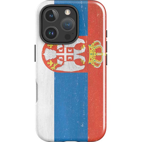 Serbia Flag Distressed iPhone 16 Pro Max Impact Case