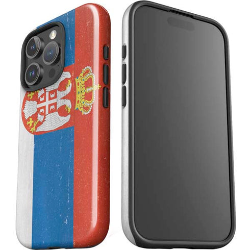 Serbia Flag Distressed iPhone 16 Pro Max Impact Case