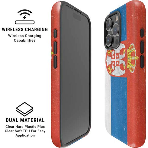 Serbia Flag Distressed iPhone 16 Pro Max Magsafe Impact Case