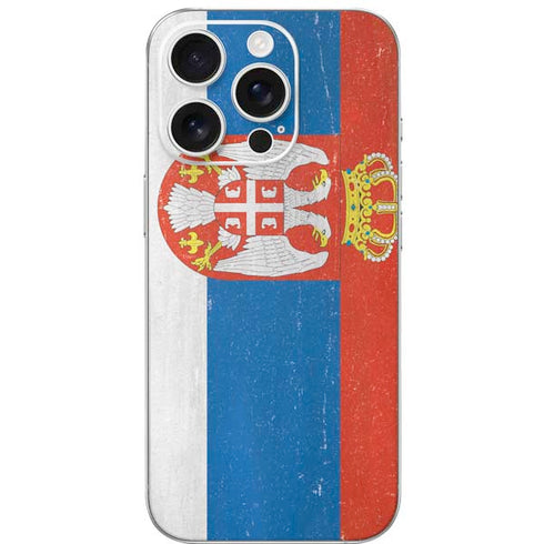 Serbia Flag Distressed iPhone 16 Pro Skin
