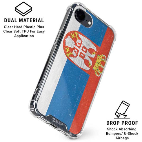 Serbia Flag Distressed iPhone 16e Clear Case